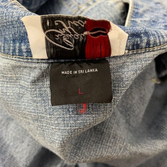 Women’s Casual Kiss Blue Denim Button Down Waist Length Jean Jacket (L) U09 - Picture 8 of 11